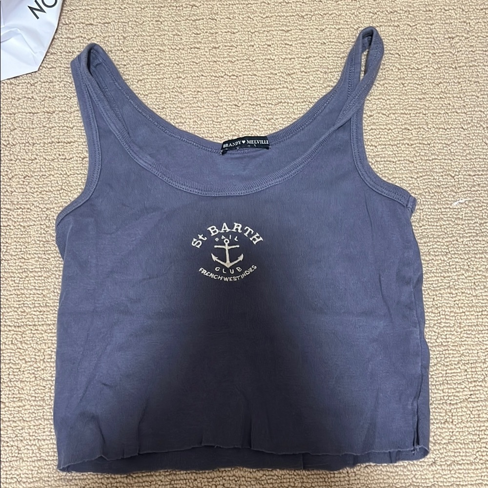 brandy Melville Blue Fitted Crop Tank Top